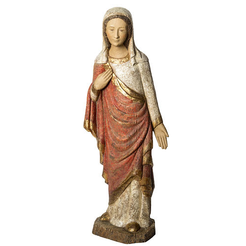 Virgin Annunciation statue, 74cm in painted wood, Bethléem 1