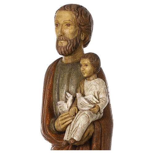 Saint Joseph with baby and dove statue in wood, 123 cm 4