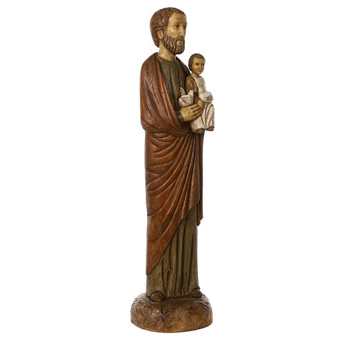 Saint Joseph with baby and dove statue in wood, 123 cm 5