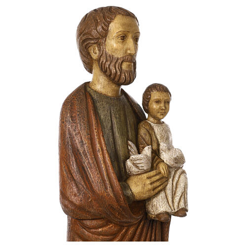 Saint Joseph with baby and dove statue in wood, 123 cm 6