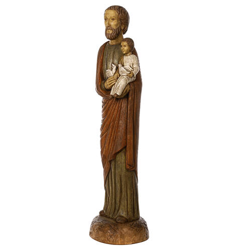 Saint Joseph with baby and dove statue in wood, 123 cm 3