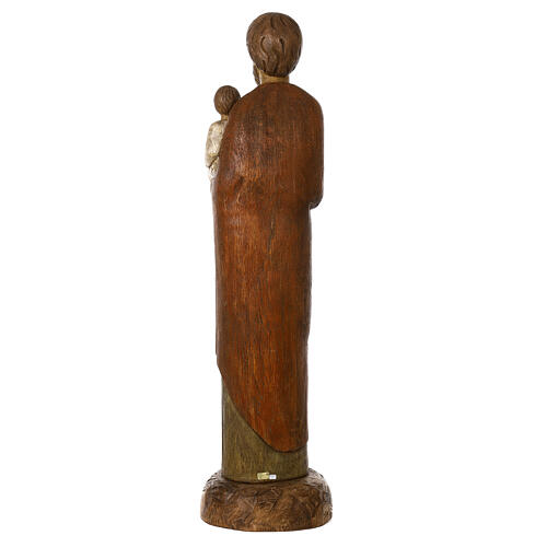 Saint Joseph with baby and dove statue in wood, 123 cm 7