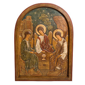 Baixo-relevo Santíssima Trindade 62 cm madeira pintada Belém