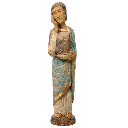 Saint John at Calvary statue in painted Bethléem wood, antique 1