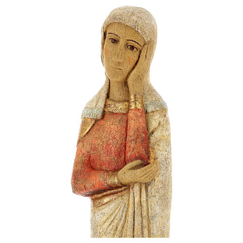 Our Lady of Calvary statue in painted Bethléem wood, antique fi 2