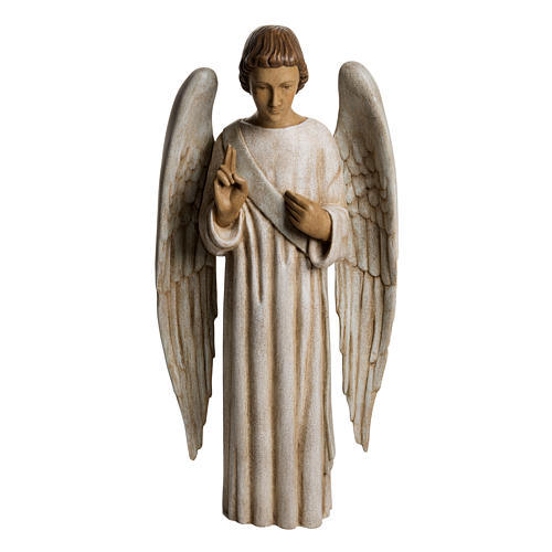 Annunciation Angel statue in painted Bethléem wood, 60 cm 1