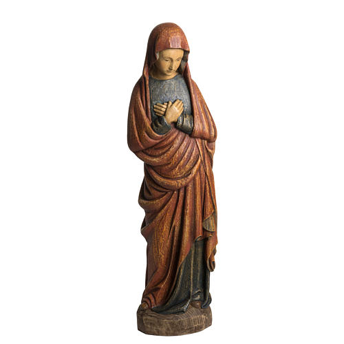 Annunciation Madonna statue in painted Bethléem wood, 52cm 1
