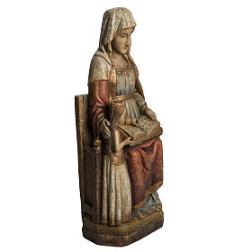 Saint Anne and young Virgin Mary statue, painted wood, antique