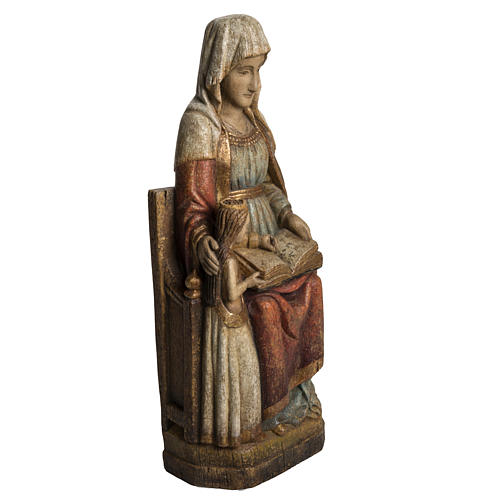 Saint Anne and young Virgin Mary statue, painted wood, antique 2