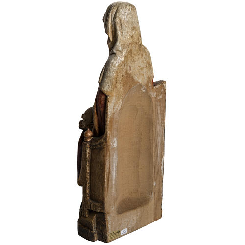 Saint Anne and young Virgin Mary statue, painted wood, antique 4