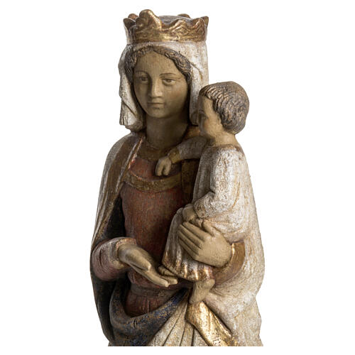 Virgin Mary and baby Jesus statue in painted wood, antique finis 4