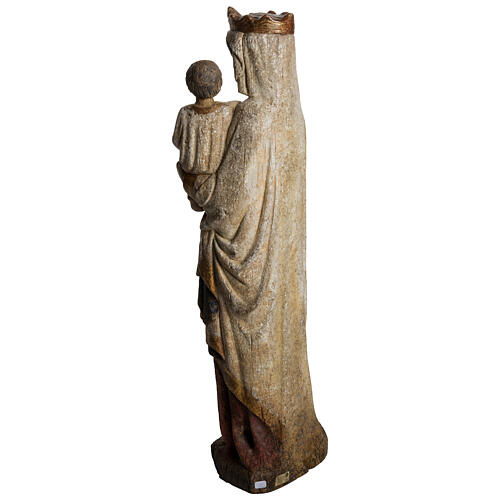 Virgin Mary and baby Jesus statue in painted wood, antique finis 5
