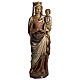 Virgin Mary and baby Jesus statue in painted wood, antique finis s1