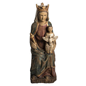 Madonna of Rosay statue in painted wood, antique finishing 63 cm