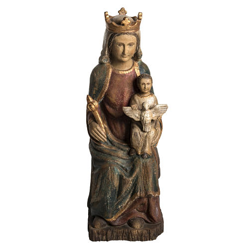 Madonna of Rosay statue in painted wood, antique finishing 63 cm 1