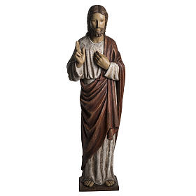 Sacred Heart of Jesus statue in painted Bethléem wood, 107 cm