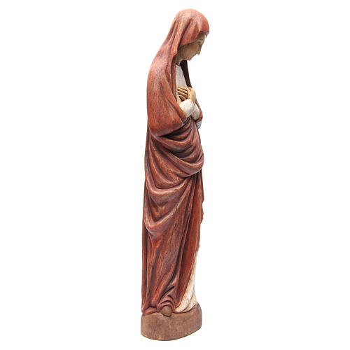 Vierge de l'Annonciation 80 cm cape rouge bois peint Bethléem 8