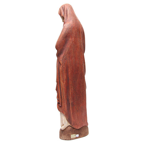 Vierge de l'Annonciation 80 cm cape rouge bois peint Bethléem 3