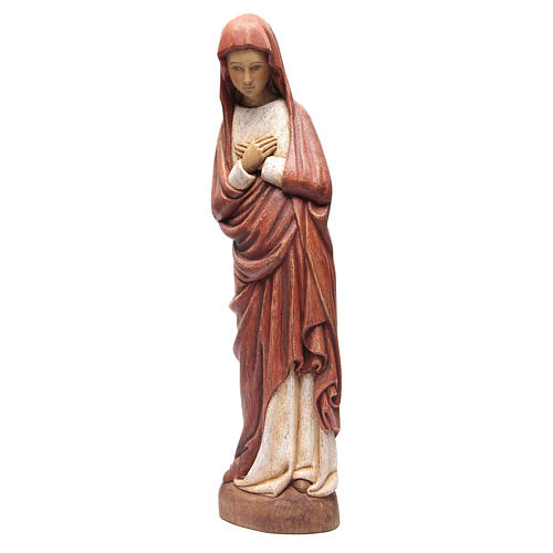 Virgin of Annunciation 80 cm red clothes painted wood Bethléem 6