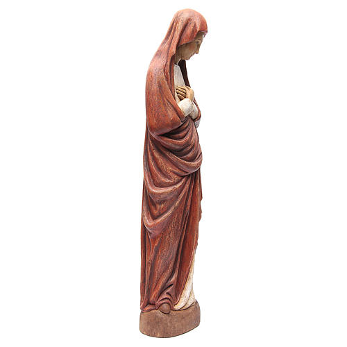 Virgin of Annunciation 80 cm red clothes painted wood Bethléem 4