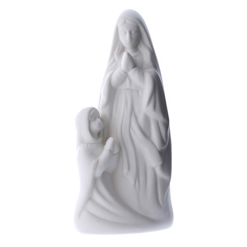 Imagem Nossa Senhora de Lourdes com Bernadette cerâmica branca 17 cm 1