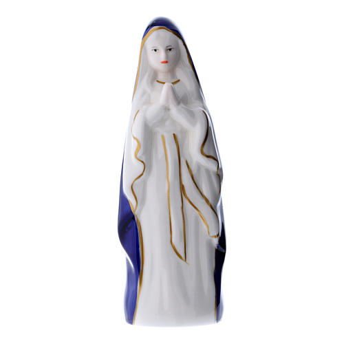 Statue Madonna von Lourdes aus farbig gefasster Keramik 17 cm 1