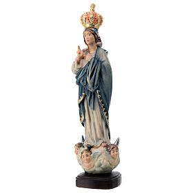 Virgen de los Ángeles de madera de arce pintada Val Gardena