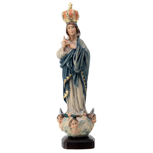 Virgen de los Ángeles de madera de arce pintada Val Gardena 1