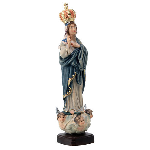 Virgen de los Ángeles de madera de arce pintada Val Gardena 3