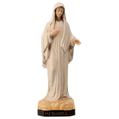 Medjugorje Mary statue in painted maple Val Gardena 1