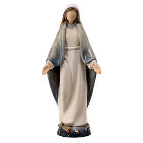 Our Lady of Miraculous Medal painted maple wood statue, Val Gardena