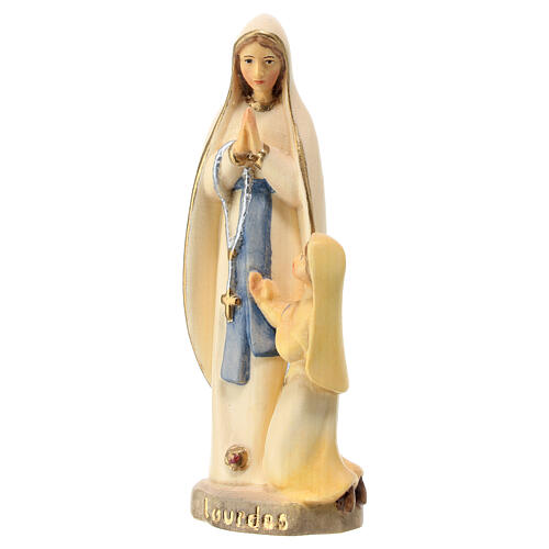 Statue en bois d'érable peint Notre-Dame de Lourdes avec Bernadette Val Gardena 3