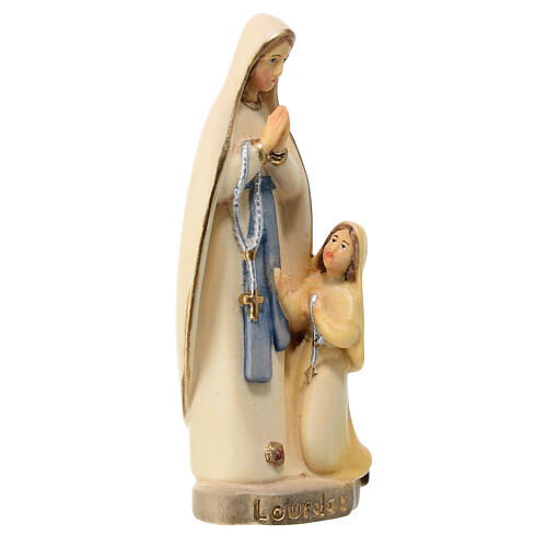Madonna di Lourdes con Bernardette acero dipinto Val Gardena 2