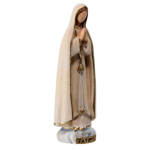 Modern statue of Our Lady of Fatima, Val Gardena painted maple wood 3
