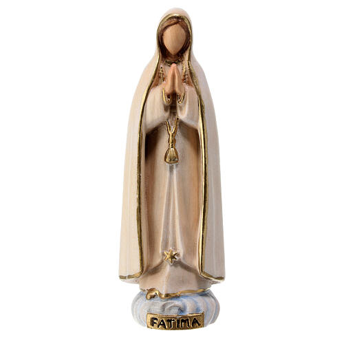 Statue moderne en bois d'érable peint Notre-Dame de Fatima Val Gardena 1