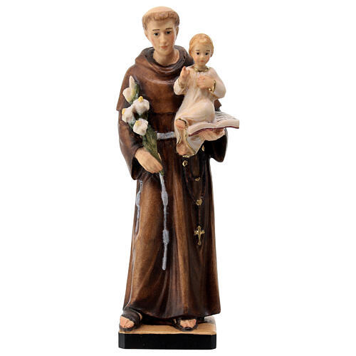 Saint Anthony painted maple wood statue, Val Gardena 1