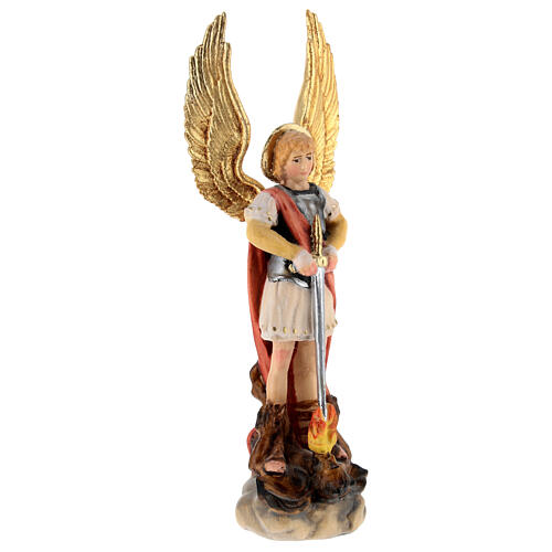 St Micheal statue in painted maple Valgardena 2