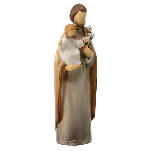 Modern statue of Saint Joseph, Val Gardena painted maple wood 3