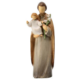St Joseph with Child statue in painted maple Val Gardena