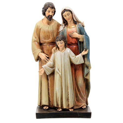 Modern Holy Family statue Val Gardena painted wood pulp 1