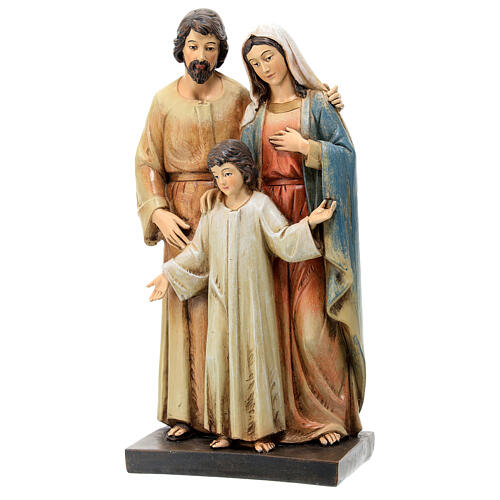Modern Holy Family statue Val Gardena painted wood pulp 3