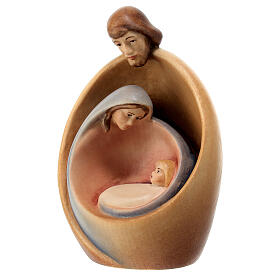 Modern Holy Family of painted maple wood, Val Gardena