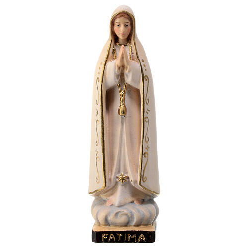 Notre-Dame de Fatima mains jointes Val Gardena érable peint 1
