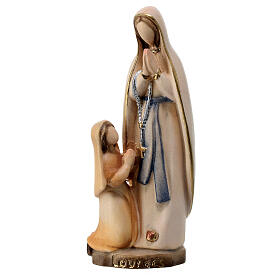Nossa Senhora de Lourdes e Bernadette estilizadas bordo pintado do Val Gardena