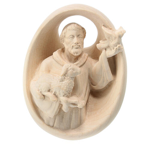 Relief St Francis in natural Val Gardena maple 1