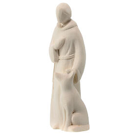 Modern Saint Francis with the wolf, Val Gardena natural maple wood