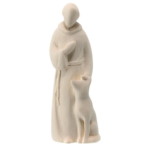 Modern Saint Francis with the wolf, Val Gardena natural maple wood 1