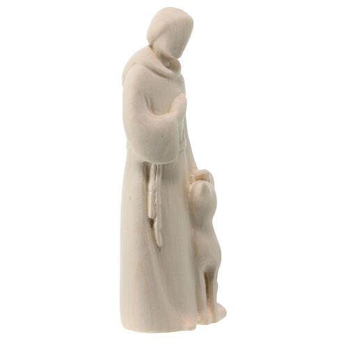 Modern Saint Francis with the wolf, Val Gardena natural maple wood 3