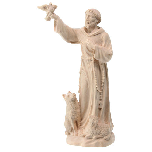 Statua San Francesco con animali acero naturale Valgardena 2