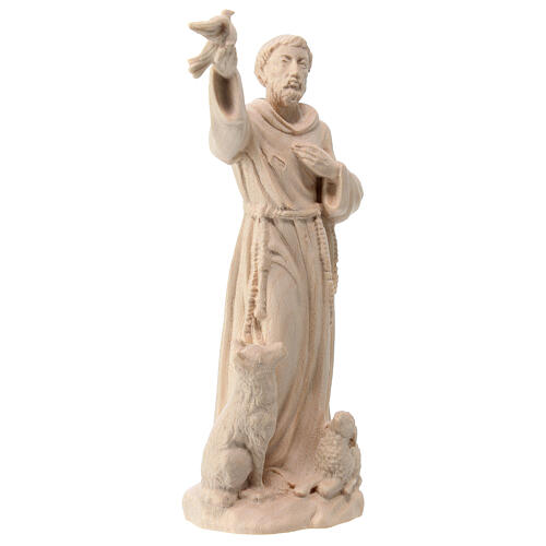 Statua San Francesco con animali acero naturale Valgardena 3